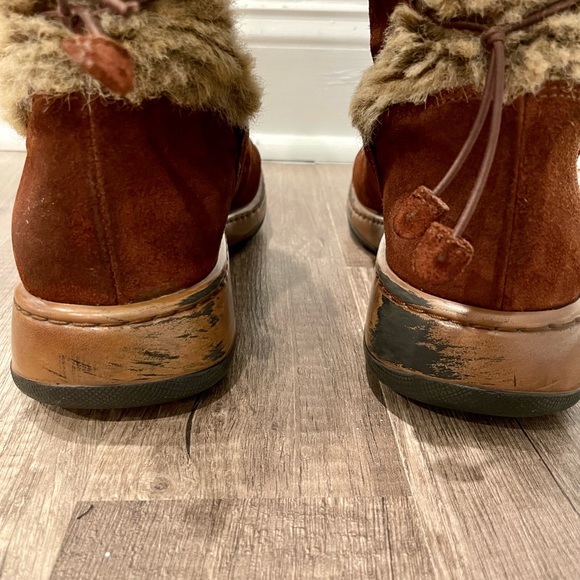 Dansko Fyodora Tribal Western Brown Suede Mid Calf Faux Fur Boots - Picture 4 of 12